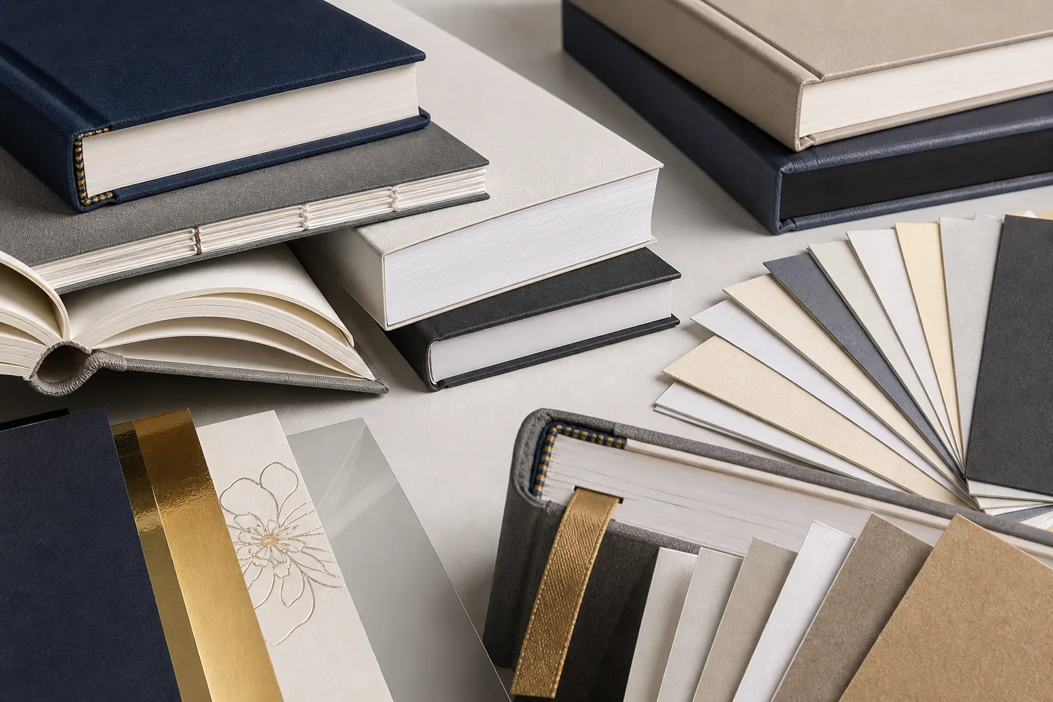 Book binding, paper and finishing samples
