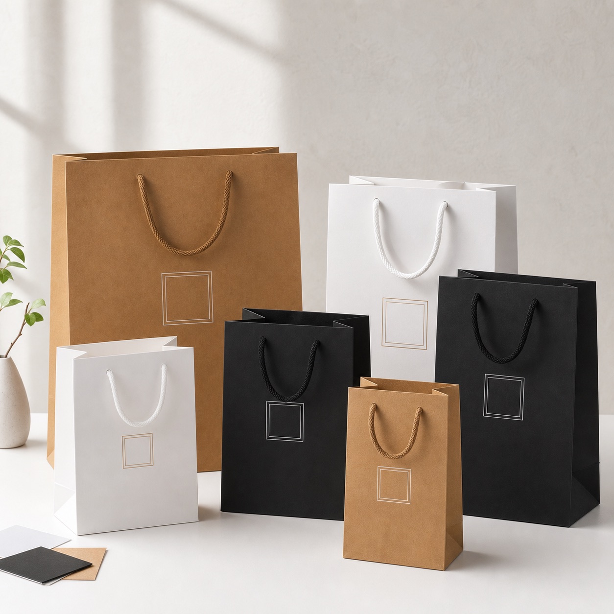 Custom paper shopping bags with printed branding