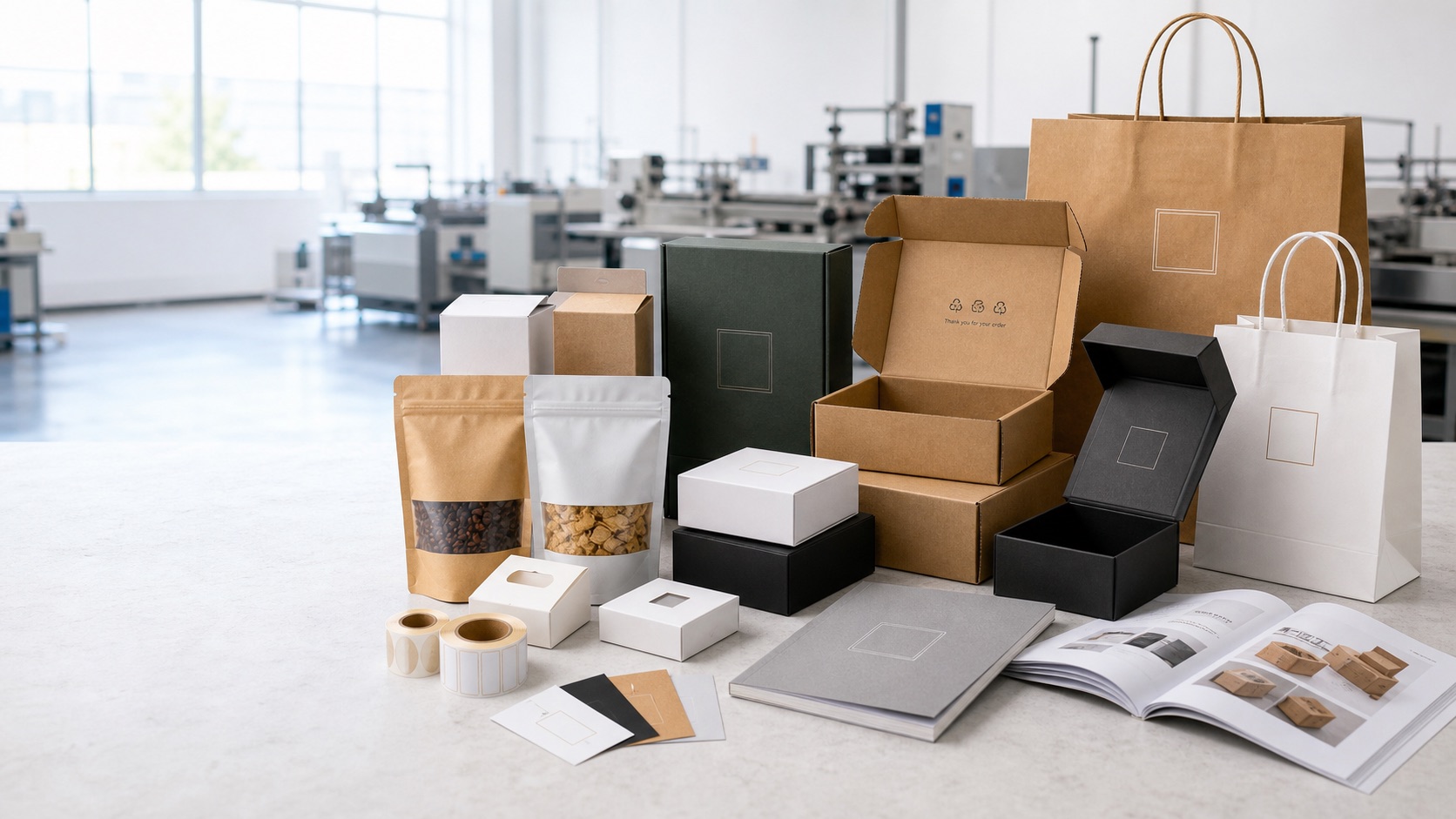 Mixed custom packaging samples for brand buyers